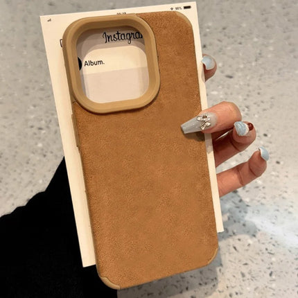 For iPhone 15 Pro Max Case Sheepskin Leather Coated TPU Mobile Phone Back Cover