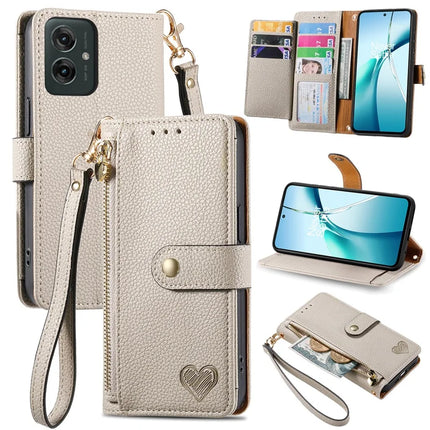 For Motorola Moto G55 5G Case RFID Blocking Zipper Pocket Leather Wallet Phone Cover - Grey