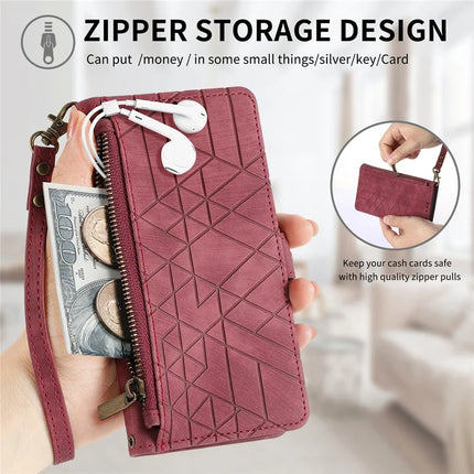 For Motorola Moto G55 5G PU Leather Stand Wallet Cover Geometry Imprinted Phone Case
