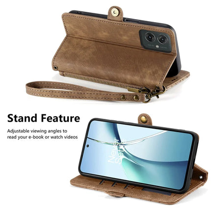 For Motorola Moto G55 5G PU Leather Stand Wallet Cover Geometry Imprinted Phone Case