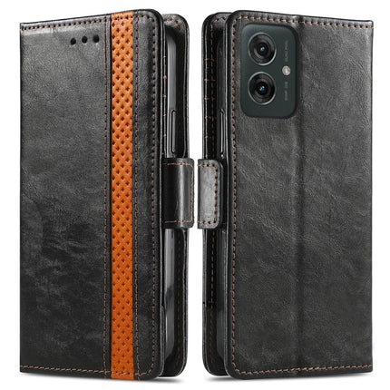 CASENEO 002 Series For Motorola Moto G55 5G Case Stand Wallet Splicing PU Leather Cover - Black