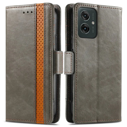 CASENEO 002 Series For Motorola Moto G55 5G Case Stand Wallet Splicing PU Leather Cover - Grey