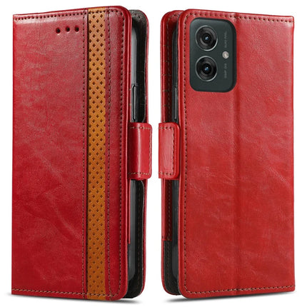 CASENEO 002 Series For Motorola Moto G55 5G Case Stand Wallet Splicing PU Leather Cover - Red