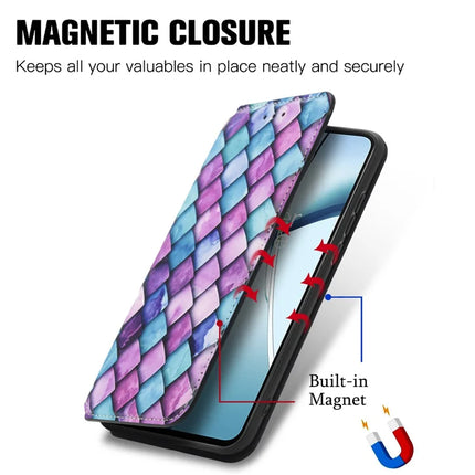 CASENEO RFID Blocking Case For Motorola Moto G55 5G Wallet Leather Cover Pattern Print