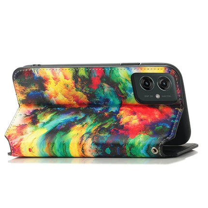 CASENEO RFID Blocking Case For Motorola Moto G55 5G Wallet Leather Cover Pattern Print