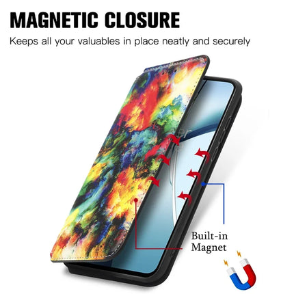 CASENEO RFID Blocking Case For Motorola Moto G55 5G Wallet Leather Cover Pattern Print