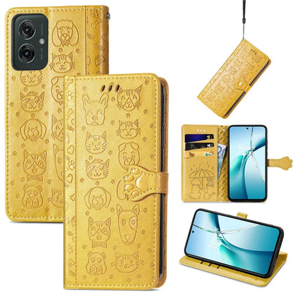 For Motorola Moto G55 5G Case Leather Wallet Flip Phone Cover Cute Cat Dog Pattern