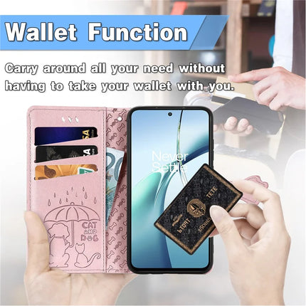 For Motorola Moto G55 5G Case Leather Wallet Flip Phone Cover Cute Cat Dog Pattern