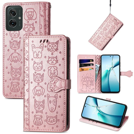 For Motorola Moto G55 5G Case Leather Wallet Flip Phone Cover Cute Cat Dog Pattern