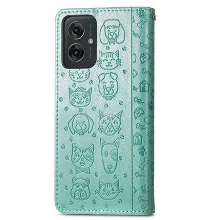 For Motorola Moto G55 5G Case Leather Wallet Flip Phone Cover Cute Cat Dog Pattern
