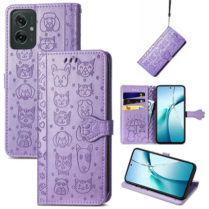 For Motorola Moto G55 5G Case Leather Wallet Flip Phone Cover Cute Cat Dog Pattern