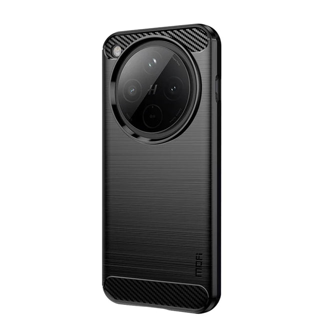 For Oppo Find X8 5G Back Cover MOFI Brushed Texture Carbon Fiber Soft TPU Case - Black