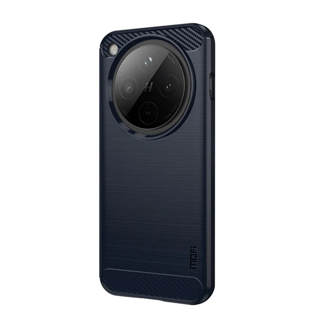 For Oppo Find X8 5G Back Cover MOFI Brushed Texture Carbon Fiber Soft TPU Case - Blue
