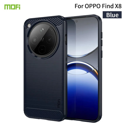 For Oppo Find X8 5G Back Cover MOFI Brushed Texture Carbon Fiber Soft TPU Case