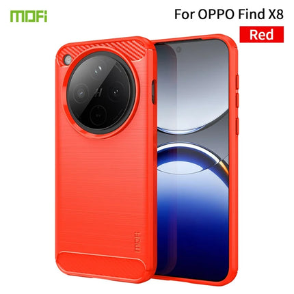 For Oppo Find X8 5G Back Cover MOFI Brushed Texture Carbon Fiber Soft TPU Case