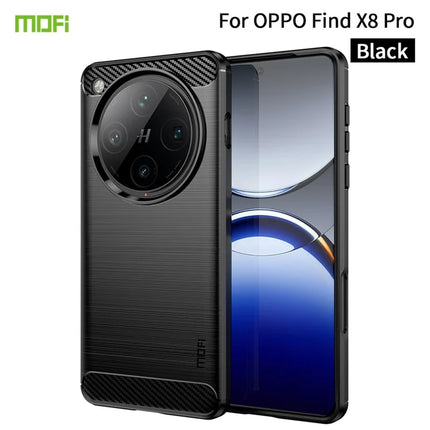 For Oppo Find X8 Pro 5G Back Cover MOFI Brushed Texture Carbon Fiber Soft TPU Case