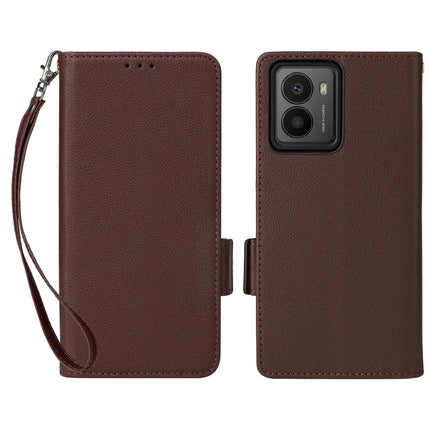 For HMD Fusion 5G Case Litchi Texture PU Leather Wallet Flip Phone Cover - Brown