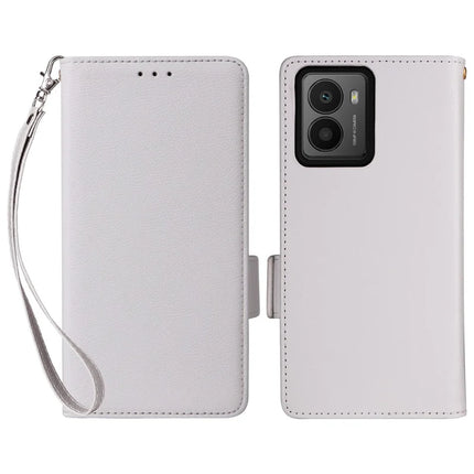 For HMD Fusion 5G Case Litchi Texture PU Leather Wallet Flip Phone Cover - White