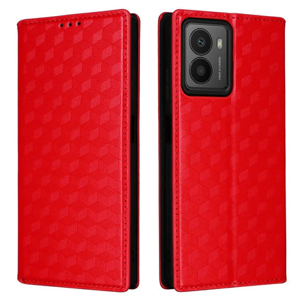 For HMD Fusion 5G Wallet Case Rhombus Imprinted Leather Phone Cover - Red