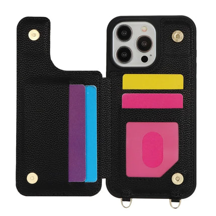 For iPhone 16 Pro Case with Card Holder, Kickstand, RFID Blocking PU+TPU Phone Back Cover