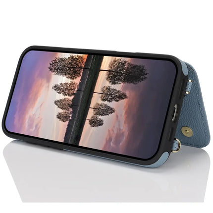 For iPhone 16 Pro Case with Card Holder, Kickstand, RFID Blocking PU+TPU Phone Back Cover