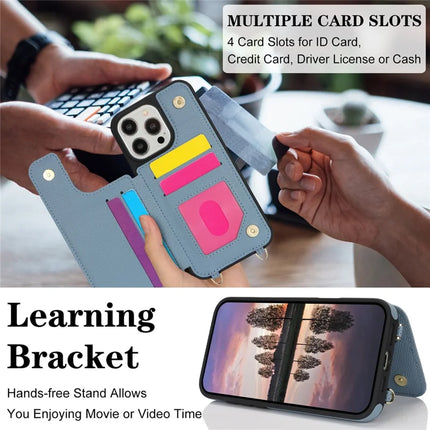 For iPhone 16 Pro Case with Card Holder, Kickstand, RFID Blocking PU+TPU Phone Back Cover