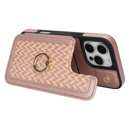 For iPhone 16 Pro Case with Card Holder, Kickstand, RFID Blocking PU+TPU Phone Back Cover