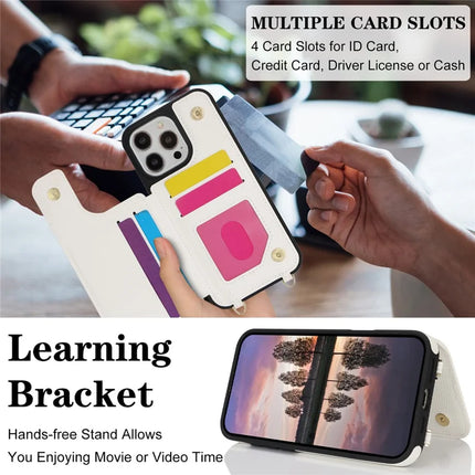 For iPhone 16 Pro Case with Card Holder, Kickstand, RFID Blocking PU+TPU Phone Back Cover