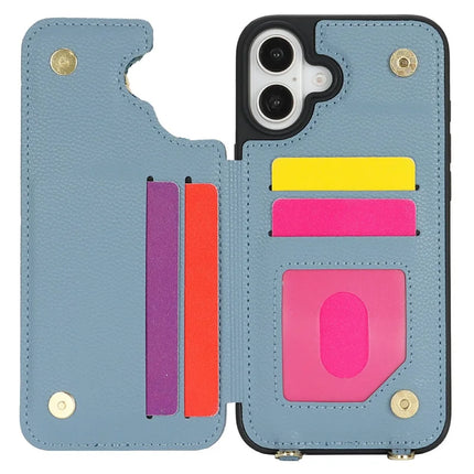 For iPhone 16 Plus Case with Card Holder, Kickstand, RFID Blocking PU+TPU Phone Back Cover