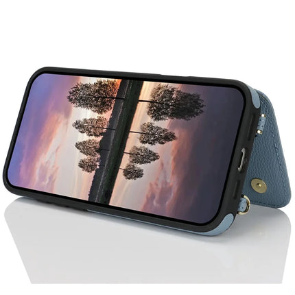 For iPhone 16 Plus Case with Card Holder, Kickstand, RFID Blocking PU+TPU Phone Back Cover