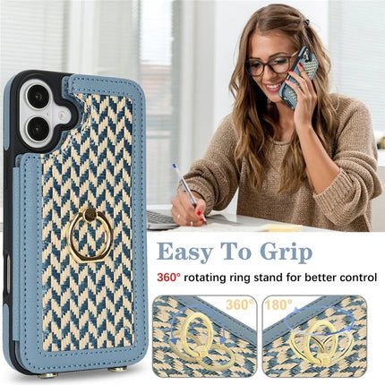 For iPhone 16 Plus Case with Card Holder, Kickstand, RFID Blocking PU+TPU Phone Back Cover