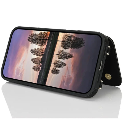For iPhone 16 Plus Case with Card Holder, Kickstand, RFID Blocking PU+TPU Phone Back Cover