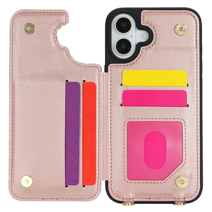 For iPhone 16 Plus Case with Card Holder, Kickstand, RFID Blocking PU+TPU Phone Back Cover