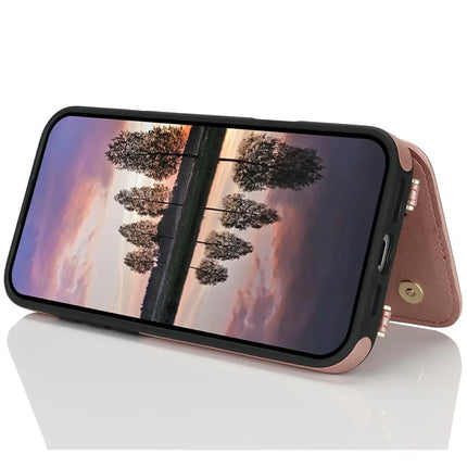 For iPhone 16 Plus Case with Card Holder, Kickstand, RFID Blocking PU+TPU Phone Back Cover
