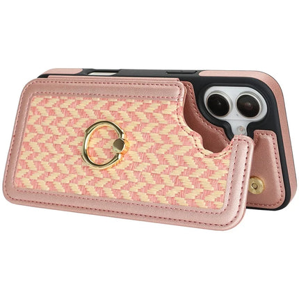 For iPhone 16 Plus Case with Card Holder, Kickstand, RFID Blocking PU+TPU Phone Back Cover