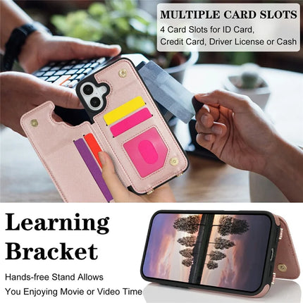 For iPhone 16 Plus Case with Card Holder, Kickstand, RFID Blocking PU+TPU Phone Back Cover