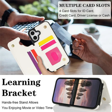 For iPhone 16 Plus Case with Card Holder, Kickstand, RFID Blocking PU+TPU Phone Back Cover
