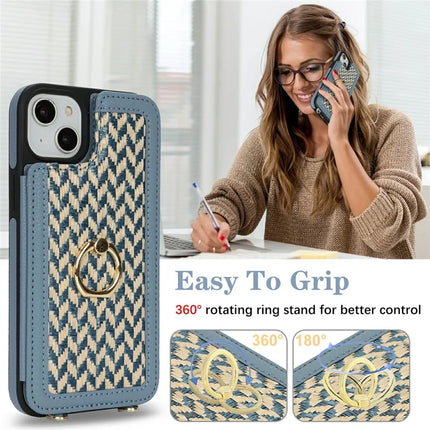 For iPhone 14  /  13 Case with Card Holder, Kickstand, RFID Blocking PU+TPU Phone Back Cover