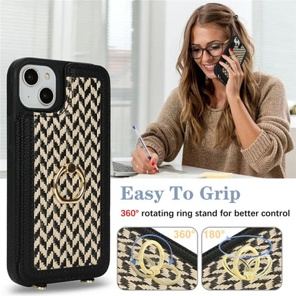 For iPhone 14  /  13 Case with Card Holder, Kickstand, RFID Blocking PU+TPU Phone Back Cover