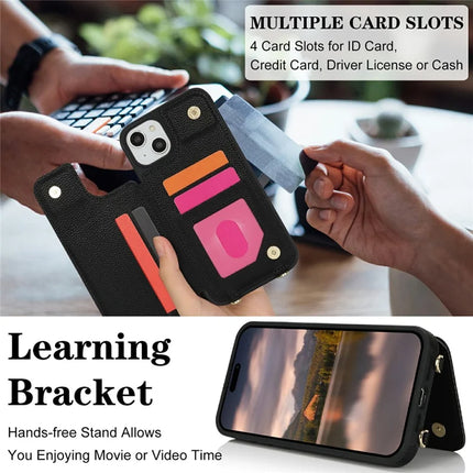 For iPhone 14  /  13 Case with Card Holder, Kickstand, RFID Blocking PU+TPU Phone Back Cover