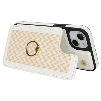 For iPhone 14  /  13 Case with Card Holder, Kickstand, RFID Blocking PU+TPU Phone Back Cover