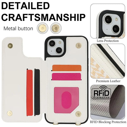 For iPhone 14  /  13 Case with Card Holder, Kickstand, RFID Blocking PU+TPU Phone Back Cover