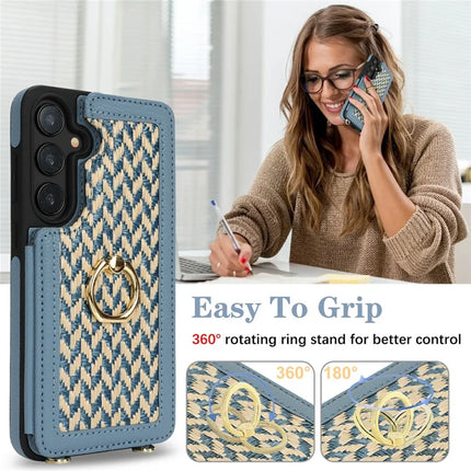 For Samsung Galaxy A55 5G Case with Card Holder, Kickstand, RFID Blocking PU+TPU Phone Back Cover