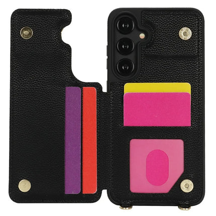 For Samsung Galaxy A55 5G Case with Card Holder, Kickstand, RFID Blocking PU+TPU Phone Back Cover