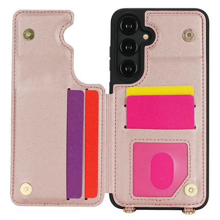 For Samsung Galaxy A55 5G Case with Card Holder, Kickstand, RFID Blocking PU+TPU Phone Back Cover