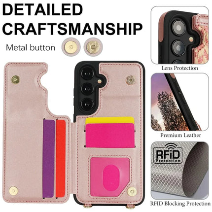 For Samsung Galaxy A55 5G Case with Card Holder, Kickstand, RFID Blocking PU+TPU Phone Back Cover