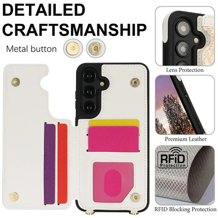 For Samsung Galaxy A55 5G Case with Card Holder, Kickstand, RFID Blocking PU+TPU Phone Back Cover