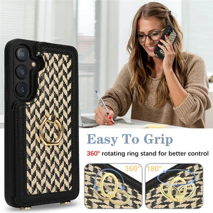 For Samsung Galaxy A35 5G Case with Card Holder, Kickstand, RFID Blocking PU+TPU Phone Back Cover