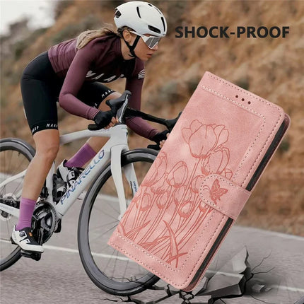 Leather Case for iPhone SE (2022) / SE (2020) / 8 / 7 / 6s / 6 Tulip Phone Cover with 5 Card Slots Wallet