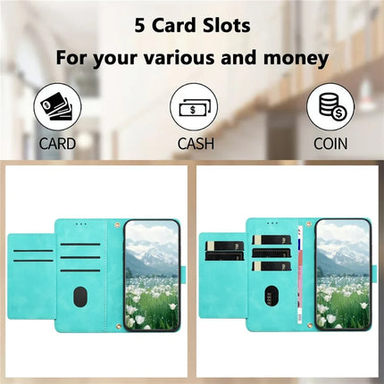 Leather Case for iPhone SE (2022) / SE (2020) / 8 / 7 / 6s / 6 Tulip Phone Cover with 5 Card Slots Wallet